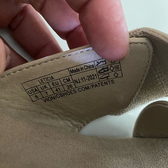 Vionic Beige Cross-Strap Wedges